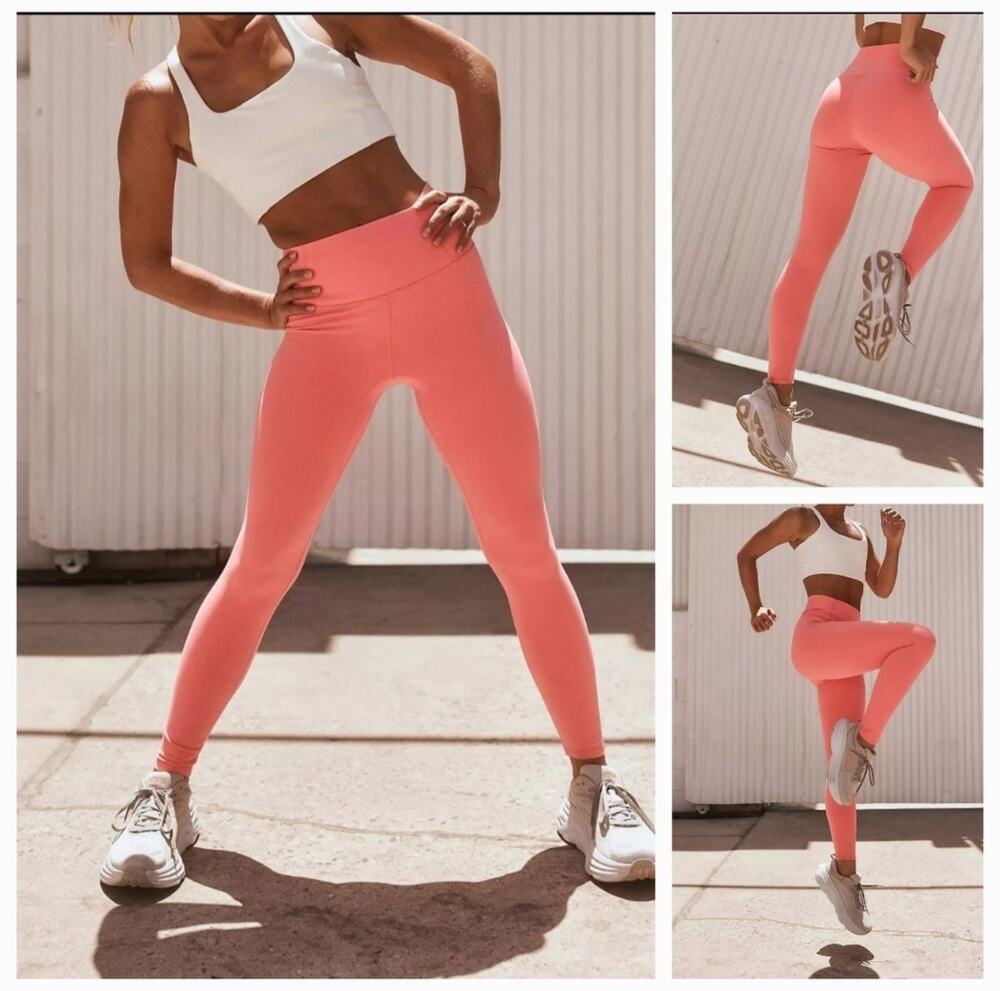 FREE PEOPLE FP MOVEMENT Never Better Legging Size Extra Small NWT Neon Coral Gym